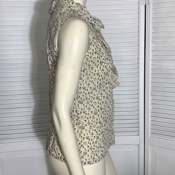 Vintage 1940’s Ruffle Button Down Sleeveless Blouse - Picture 12 of 16